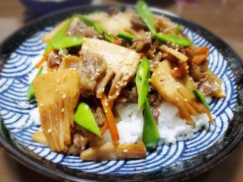 フライパンで簡単!! 竹の子と牛肉ごはん★